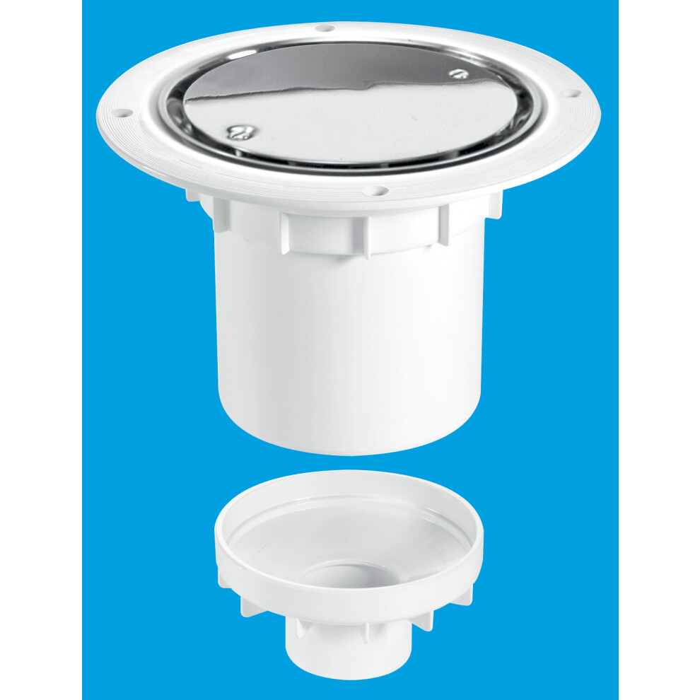 Mcalpine Tsg2ss 75Mm Water Seal Trapped Gully, Clamp Ring And Cover Plate, 110Mm Or 2" Vertical Solvent Spigot Outlet