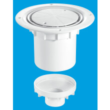 McAlpine TSG2WH 75mm Water Seal Trapped Gully, Clamp Ring and Cover Plate, 110mm or 2" Vertical Solvent Spigot Outlet