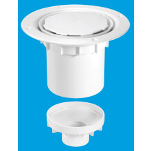 McAlpine TSG2WH-NSC 75mm Water Seal Trapped Gully, Clamp Ring and Cover Plate, 110mm or 2" Vertical Solvent Spigot Outlet