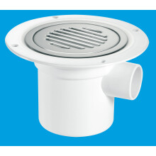 McAlpine TSG3SS-SL-NSC 75mm Water Seal Trapped Gully, Clamp Ring and Cover Plate, 1½" Side Inlet for waste pipe and 110mmØ or 1½" Vertical Outlet