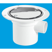 McAlpine TSG3SS 75mm Water Seal Trapped Gully, Clamp Ring and Cover Plate, 1½" Side Inlet for waste pipe and 110mmØ or 1½" Vertical Outlet