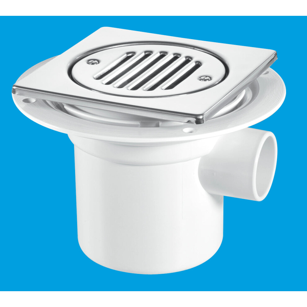 Mcalpine Tsg3t6ss 75Mm Water Seal Trapped Gully, Tile/Grating With Removable Grid, 1½" Side Inlet For Waste Pipe And 110Mmø Or 1½" Vertical Outlet
