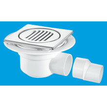 McAlpine TSG50-T150SS 50mm Water Seal Trapped Gully, Clamp Ring and Cover Plate, 2" Horizontal Outlet and 2" x 1½" Socket Reducer
