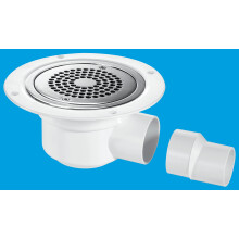 McAlpine TSG50-ANTI/LIG 50mm Water Seal Trapped Gully, Clamp Ring and Cover Plate, 2" Horizontal Outlet and 2" x 1½" Socket Reducer
