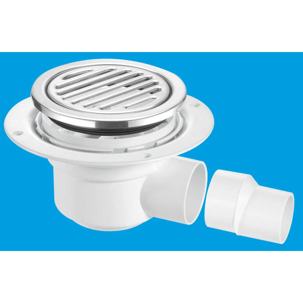 Mcalpine Tsg50-R125ss 50Mm Water Seal Trapped Gully, Tile/Grating With Removable Grid, 2" Horizontal Outlet And 2" X 1½" Socket Reducer