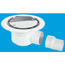 McAlpine TSG50SS 50mm Water Seal Trapped Gully, Clamp Ring and Cover Plate, 2" Horizontal Outlet and 2" x 1½" Socket Reducer