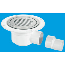 McAlpine TSG50SS-SL-NSC 50mm Water Seal Trapped Gully, Clamp Ring and Cover Plate, 2" Horizontal Outlet and 2" x 1½" Socket Reducer