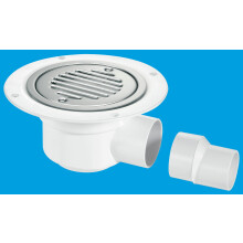McAlpine TSG50SS-SL-SC 50mm Water Seal Trapped Gully, Clamp Ring and Cover Plate, 2" Horizontal Outlet and 2" x 1½" Socket Reducer