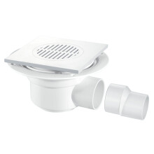 McAlpine TSG50T6WH 50mm Water Seal Trapped Gully, Tile/Grating with removable Grid, 2" Horizontal Outlet and 2" x 1½" Socket Reducer