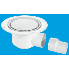 McAlpine TSG50WH 50mm Water Seal Trapped Gully, Clamp Ring and Cover Plate, 2" Horizontal Outlet and 2" x 1½" Socket Reducer