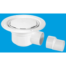 McAlpine TSG50WH-NSC 50mm Water Seal Trapped Gully, Clamp Ring and Cover Plate, 2" Horizontal Outlet and 2" x 1½" Socket Reducer