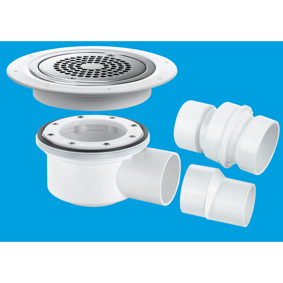 Mcalpine Tsg52-Anti/Lig Two-Piece 50Mm Water Seal Trapped Gully, Clamp Ring And Cover Plate, 2" Horizontal Outlet And 2" X 1Â½" Socket Reducer 5036484062178