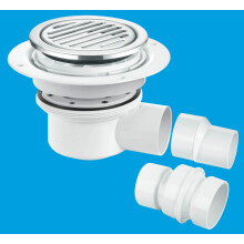 McAlpine TSG52-R125SS Two Piece 50mm Water Seal Trapped Gully, Tile/Grating with removable Grid, 2" Horizontal Outlet and 2" x 1½" Socket Reducer