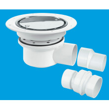 McAlpine TSG52SS Two-Piece 50mm Water Seal Trapped Gully, Clamp Ring and Cover Plate, 2" Horizontal Outlet and 2" x 1½" Socket Reducer