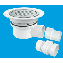 McAlpine TSG52SS-SL-NSC Two-Piece 50mm Water Seal Trapped Gully, Clamp Ring and Cover Plate, 2" Horizontal Outlet and 2" x 1½" Socket Reducer