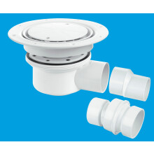 McAlpine TSG52WH Two-Piece 50mm Water Seal Trapped Gully, Clamp Ring and Cover Plate, 2" Horizontal Outlet and 2" x 1½" Socket Reducer