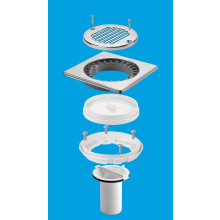 McAlpine TSGCONVSS Stainless Steel Sheet to Tiled Floor Gully Conversion Kit