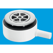 McAlpine UPSW-2 Pumped Shower Waste Outlet: 70mm Chrome Plated Brass Flange with Top Access x 15mm Plain Tail Outlet