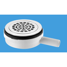 McAlpine UPSW-4-22MM Pumped Shower Waste Outlet: 113mm Chrome Plated Brass Flange with Top Access x 22mm Plain Tail Outlet
