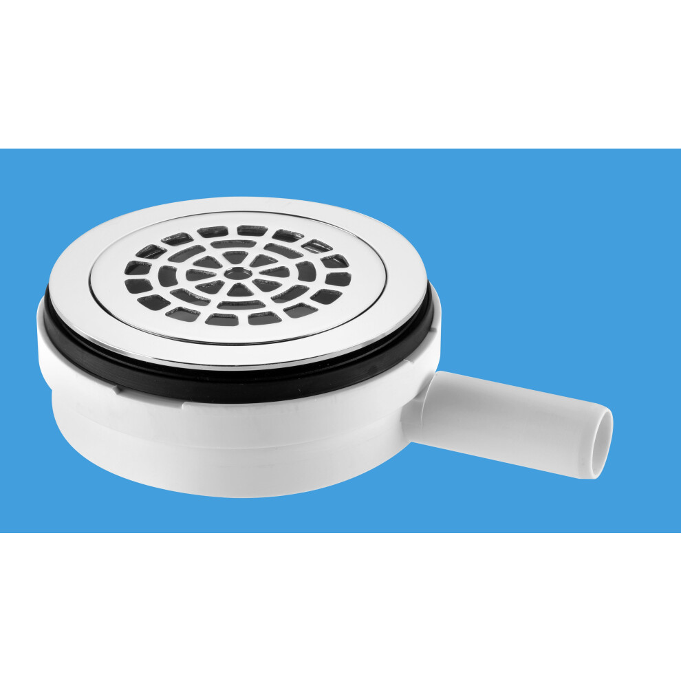 Mcalpine Upsw-4-22Mm Pumped Shower Waste Outlet: 113Mm Chrome Plated Brass Flange With Top Access X 22Mm Plain Tail Outlet