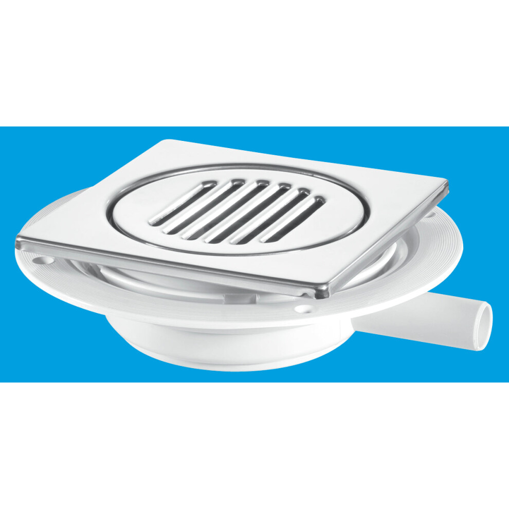 Mcalpine Usg1-T150ss Untrapped Gully. Tile/Grating With Removable Grid, 22Mm Horizontal Plain Outlet For Use With Pumped Waste