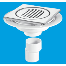 McAlpine USG2-T150SS Untrapped Gully. Tile/Grating with removable Grid, 2" Vertical Outlet and 2" x 1½" Socket Reducer