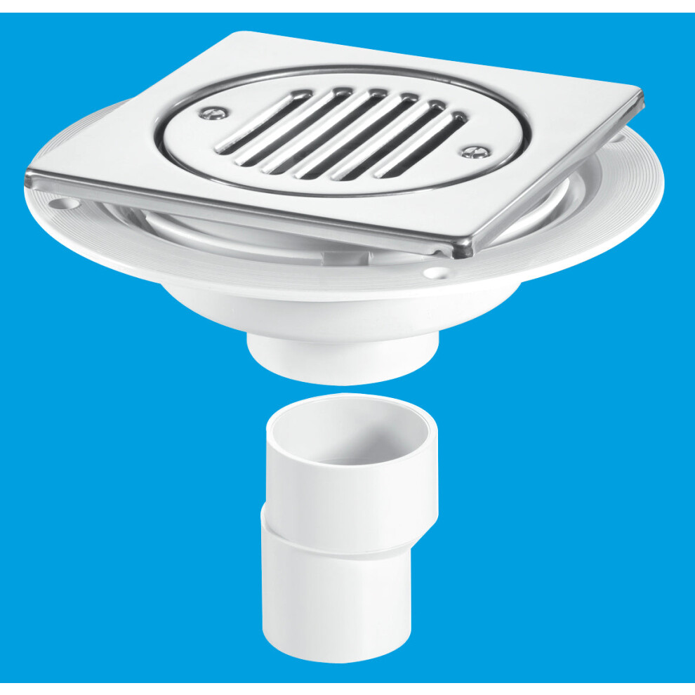 McAlpine USG2T6SS Untrapped Gully. Tile/Grating with removable Grid, 2" Vertical Outlet and 2" x 1½" Socket Reducer
