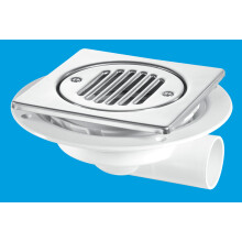 McAlpine USG3T6SS Untrapped Gully. Tile/Grating with removable Grid, 1½" Horizontal Outlet