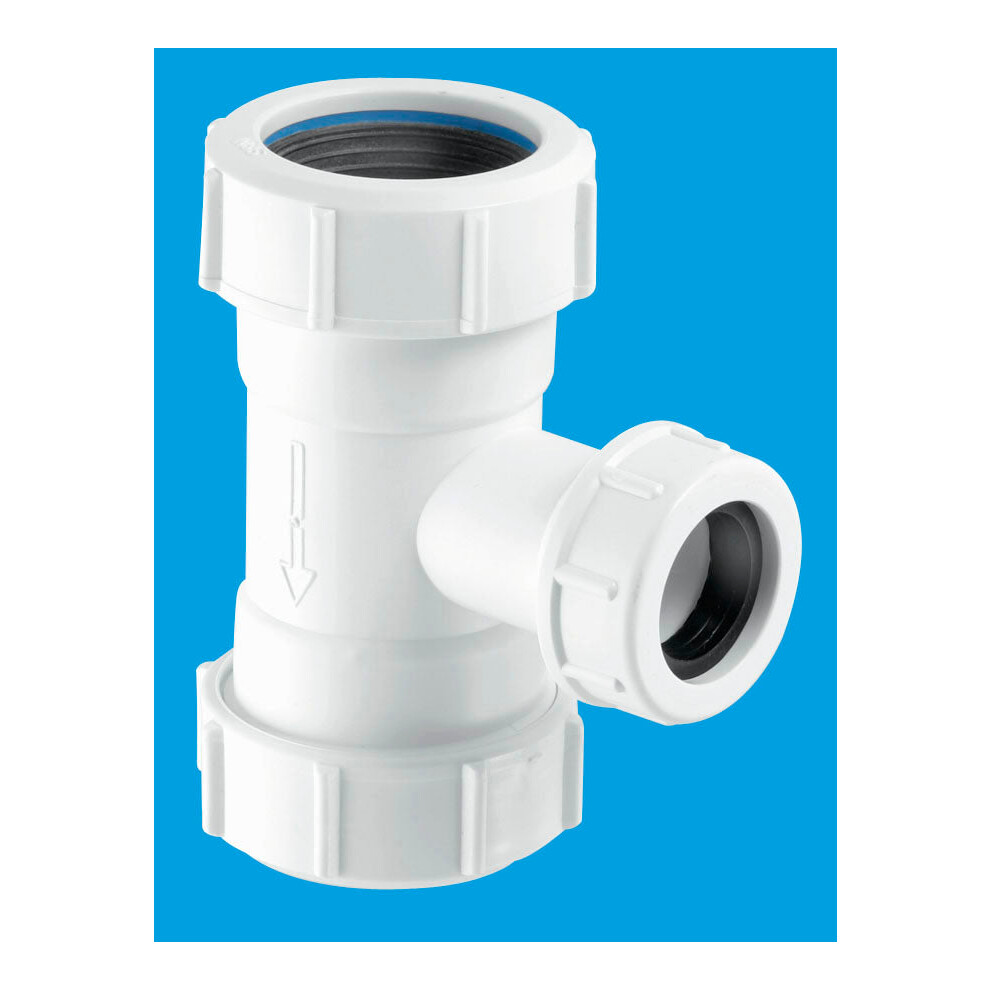 McAlpine V33T-FP Tee Piece with Universal Connection to flush pipe at both ends x 19/23mm Universal Connection