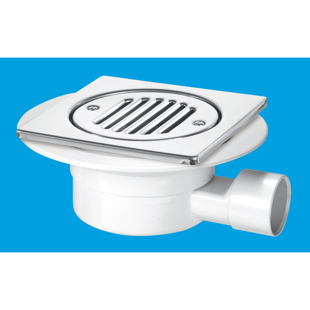 McAlpine VSG1T6SS Valve Shower Gully, Tile with removable Grid, 1Â½" Horizontal Outlet