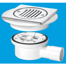 McAlpine VSG52T6SS Two-Piece Valve Shower Gully: Tile with removable Grid, 1½" Horizontal Outlet