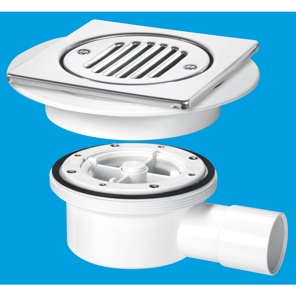 Mcalpine Vsg52t6ss Two-Piece Valve Shower Gully: Tile With Removable Grid, 1½" Horizontal Outlet