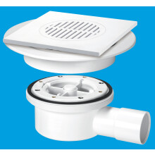 McAlpine VSG52T6WH Two-Piece Valve Shower Gully: Tile with removable Grid, 1½" Horizontal Outlet