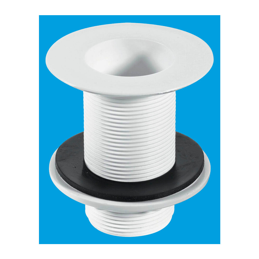 McAlpine W3 1Â½" Backnut Sink Waste: 85mm White Plastic Flange x 3Â½" Tail: Unslotted: Plug