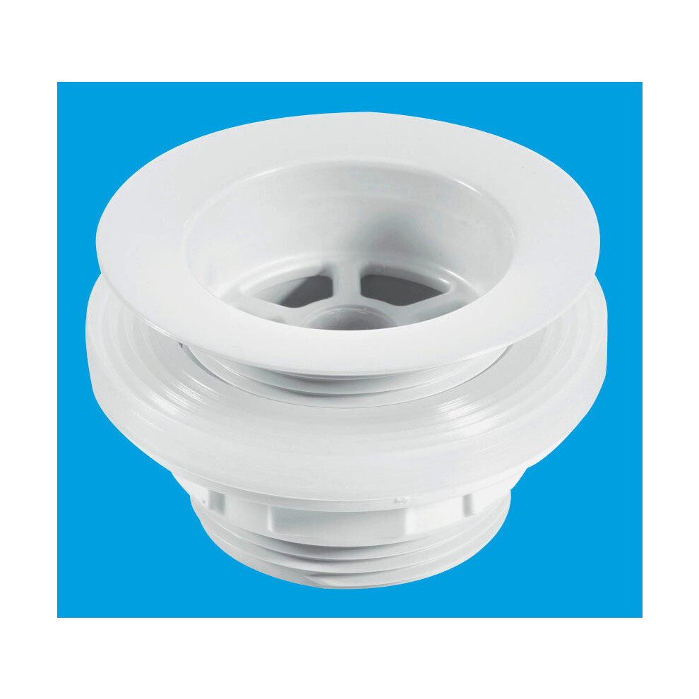 McAlpine W5 Backnut Bath Waste: 70mm White Plastic Flange x 1Â½" Tail: Unslotted: White PVC Plug