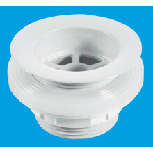 McAlpine W4 Backnut Bath Waste: 70mm White Plastic Flange x 1½" Tail: Unslotted: White PVC Plug