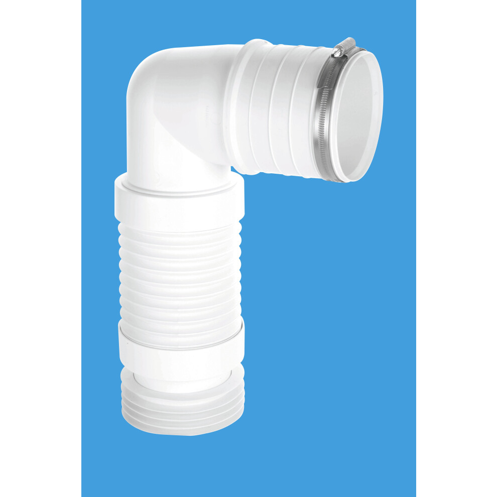 McAlpine WC-CON8F18-S-BTW 97-107mm Inlet 90 Flexible WC Connector for Back to Wall WC Pan for Installation in Vertical Position