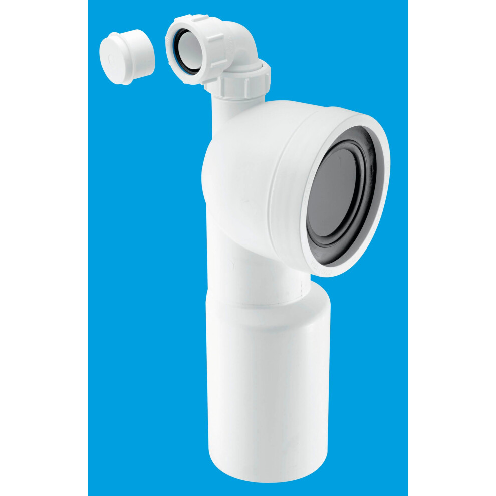 McAlpine WC-CON9V 90 Bend Adjustable Length Rigid WC Connector with 1Â¼" Universal Vent Boss