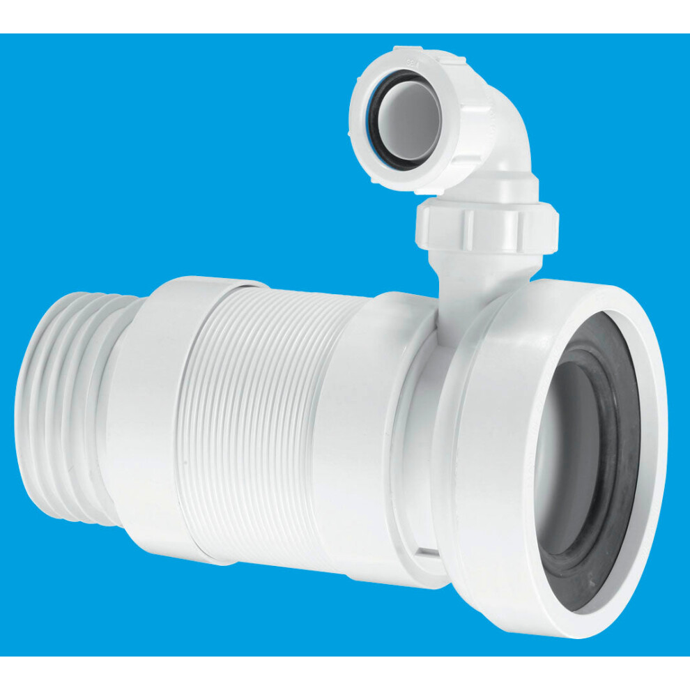 McAlpine WC-F23SV 97-107mm Inlet x 3Â½"/90mm Outlet Straight Flexible WC Connector with 1Â¼ Universal Vent Boss.