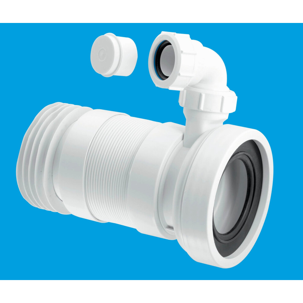 McAlpine WC-F26RV 97-107mm Inlet x 4"/110mm Outlet Flexible WC Connector with 1Â¼ Universal Vent Boss.