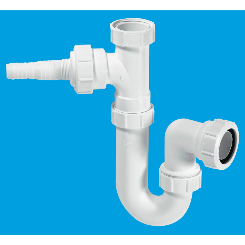 McAlpine WM1 75mm Water Seal Tubular Swivel 'P' Trap with 1Â½" Multifit Outlet and inlet connection for the discharge from a domestic appliance