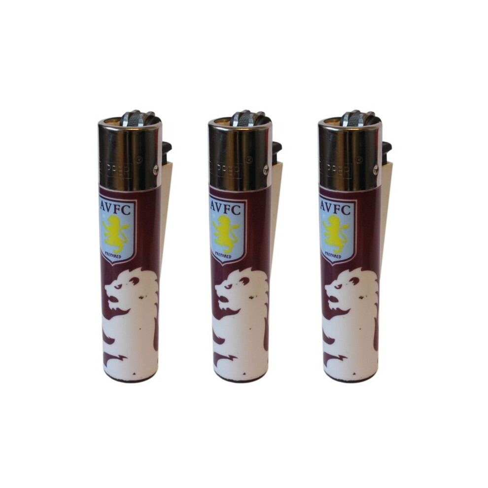 Clipper Aston Villa Football Club Refillable Gas Lighters x 3