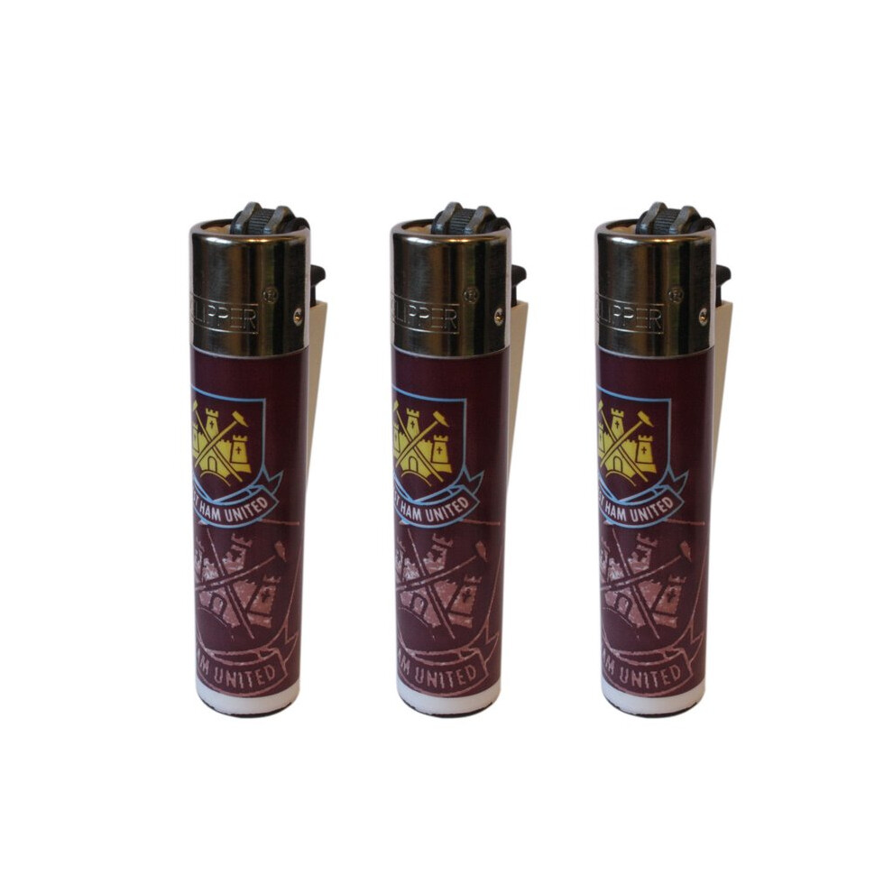 Clipper West Ham United Football Club Refillable Gas Lighters x 3