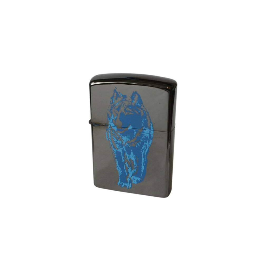 Star Black Ice Blue Wolf Stormproof Petrol Lighter