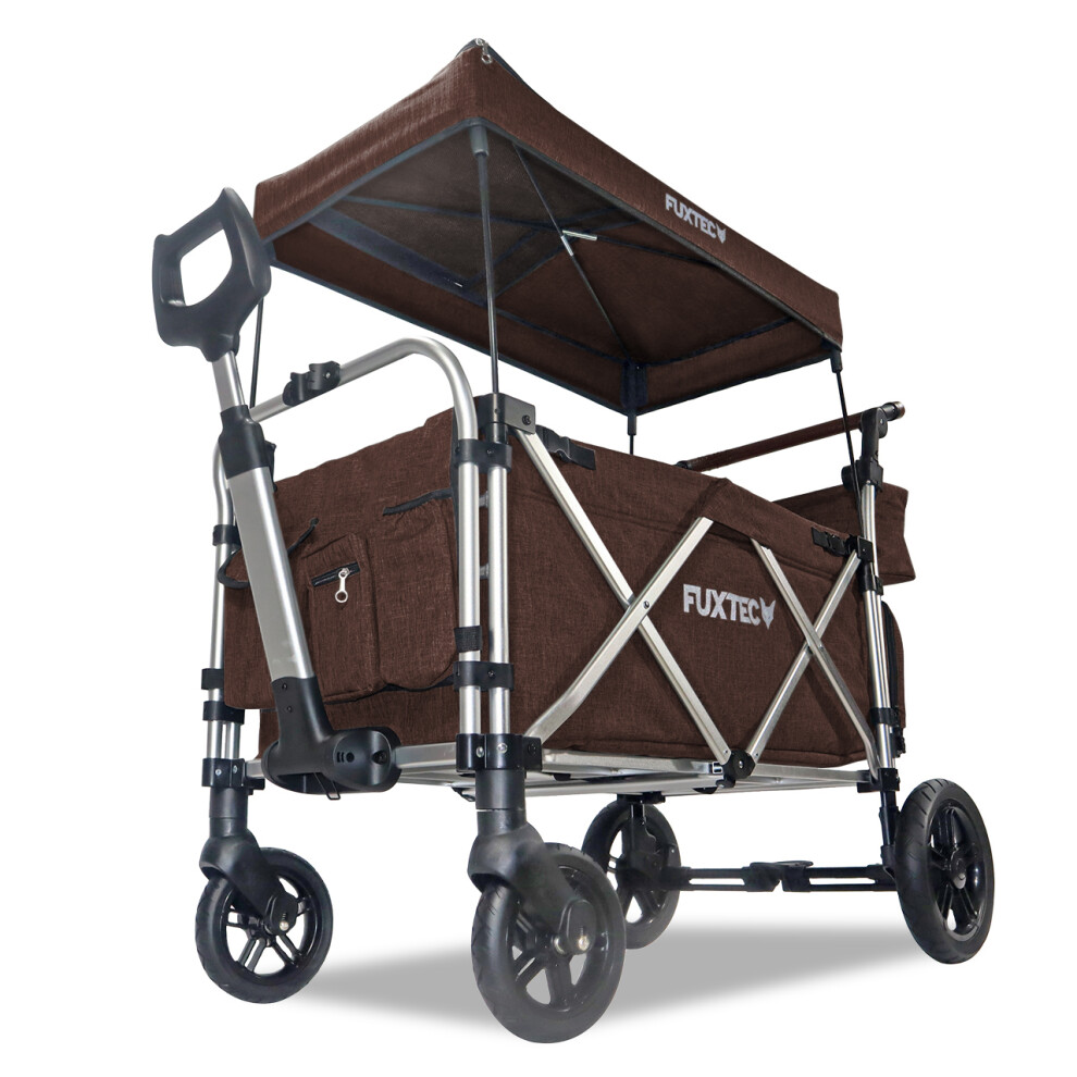 (Fuxtec CTL950 Kids Folding Wagon - BOLLERWAGEN -Portable Foldable Handcart  BROWN) Fuxtec CTL950 Folding Wagon - Foldable Handcart