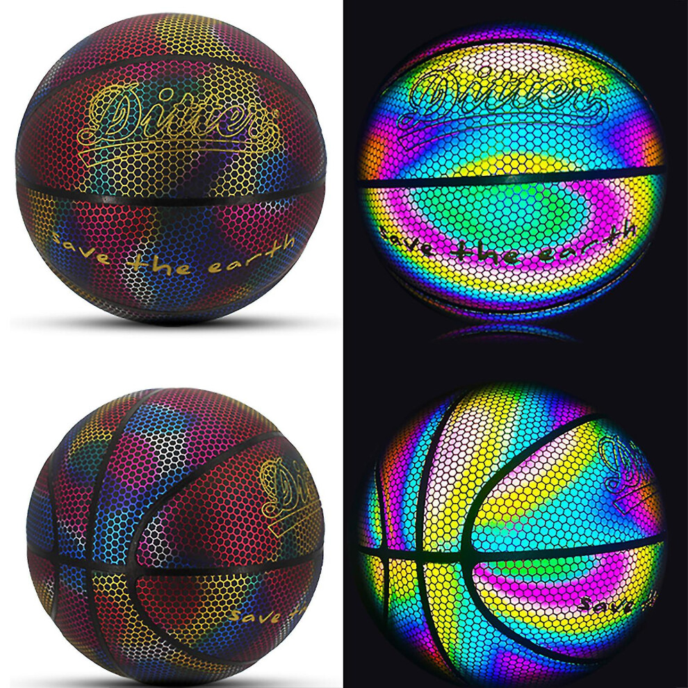 (style 1) Holographic Basketball Sports Glowing Reflective Luminous Basketball Gift