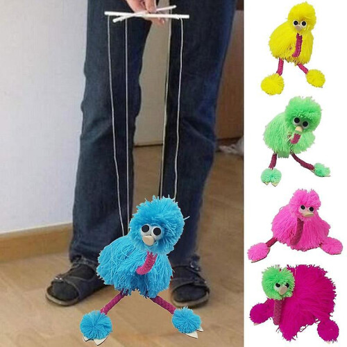 (Red) Marionette Ostrich Puppets String Doll Toy Pull Puppet Parent-child Interactive Toys