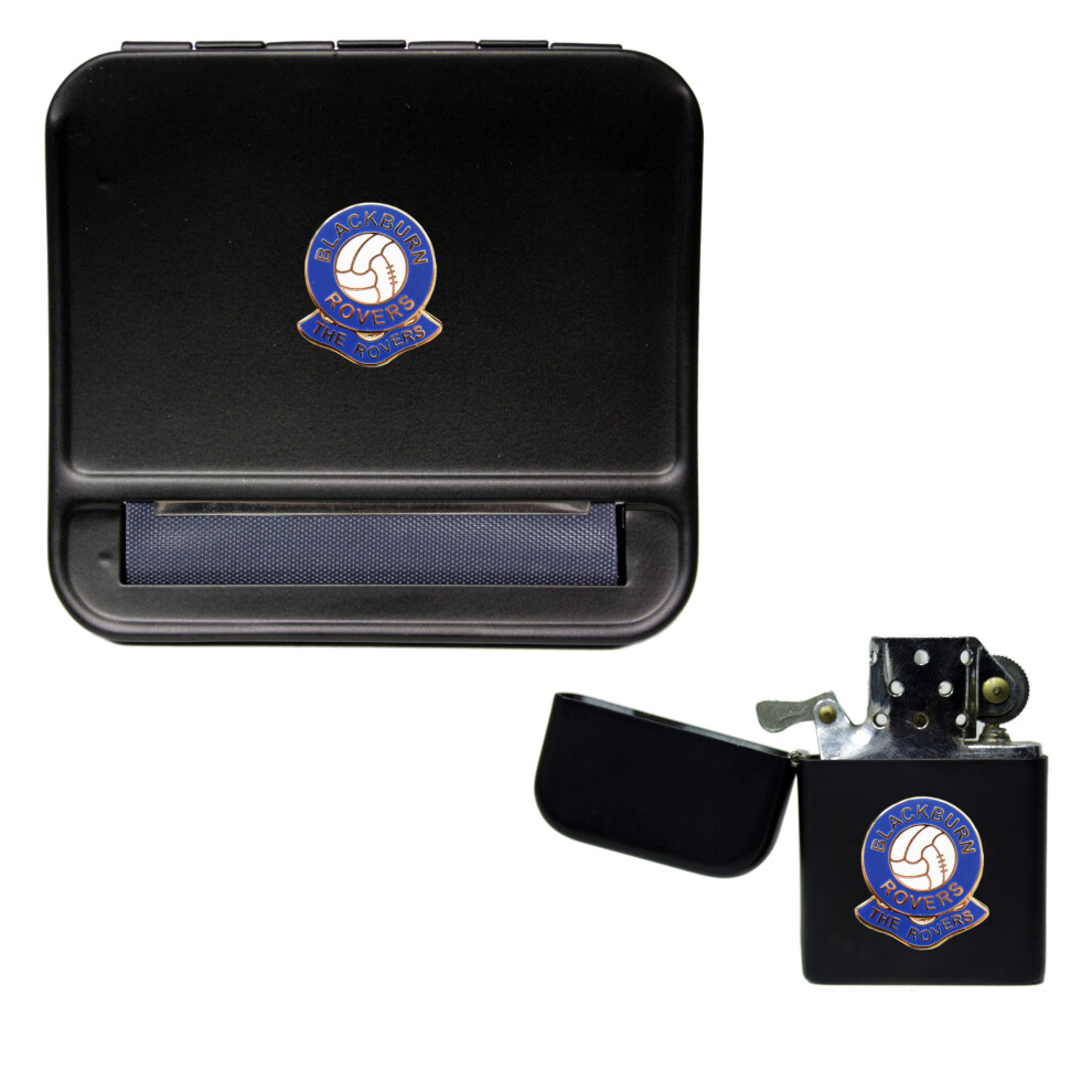 Knight Black Burn Rovers Football Club Cigarette Rolling Machine And Storproof Petrol Lighter