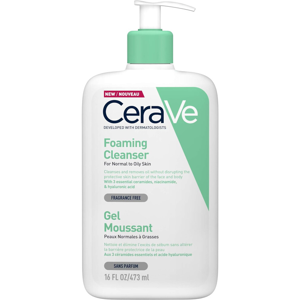 CeraVe Foaming Cleanser for Normal to Oily Skin with Niacinamide and 3 Essential Ceramides 473ml