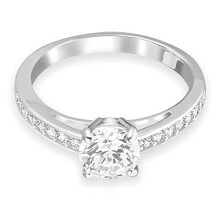 Swarovski Attract ring, Round cut, Pav?, White, Rhodium plated
